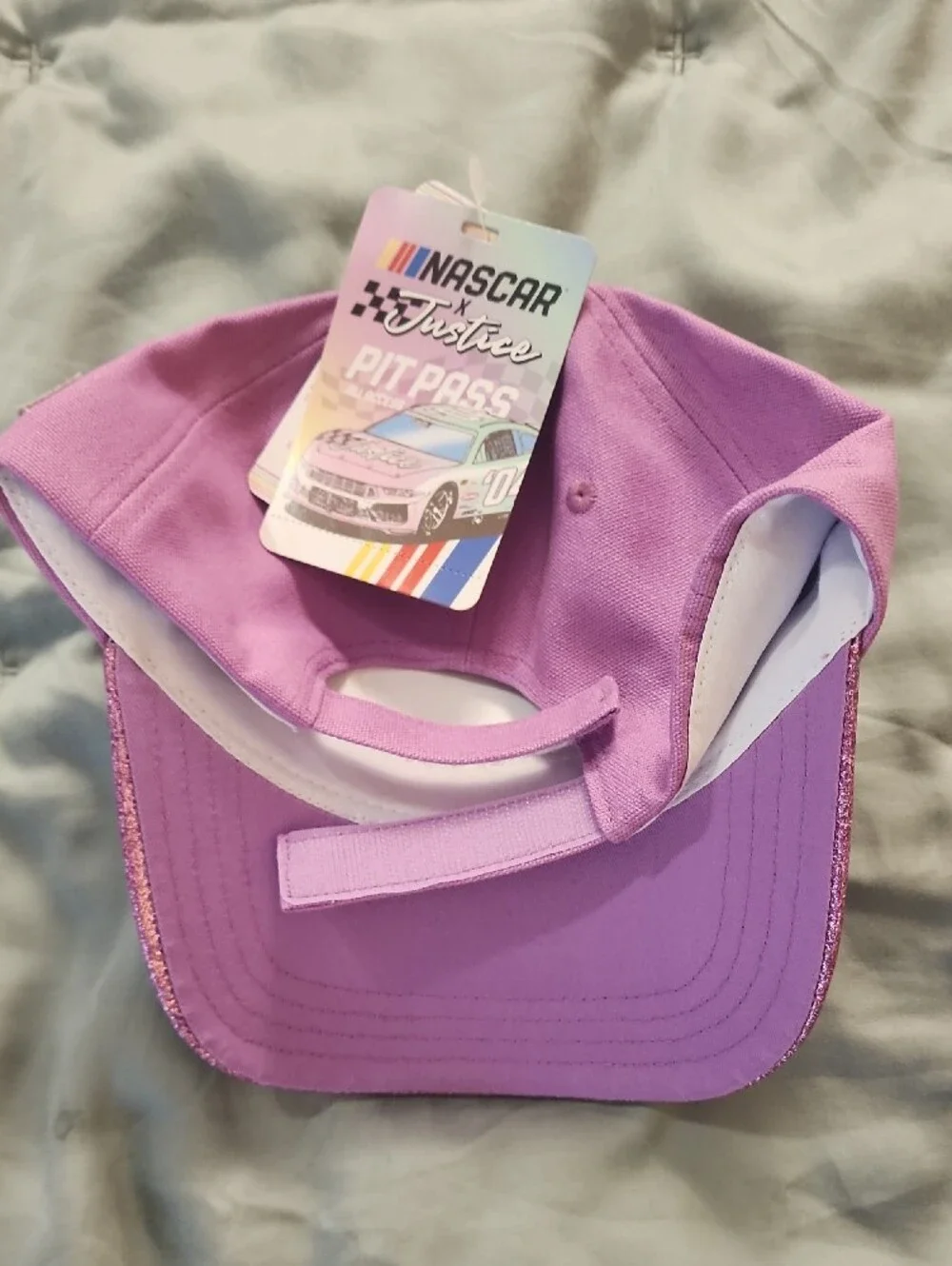Justice Lavender & Pink Glitter Cap with Pastel Racer Dog Backpack
